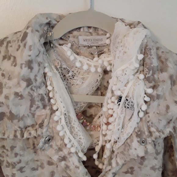 Chico's Beige & White Splatter Jkt Sz. 2 Not Worn! - Picture 3 of 8